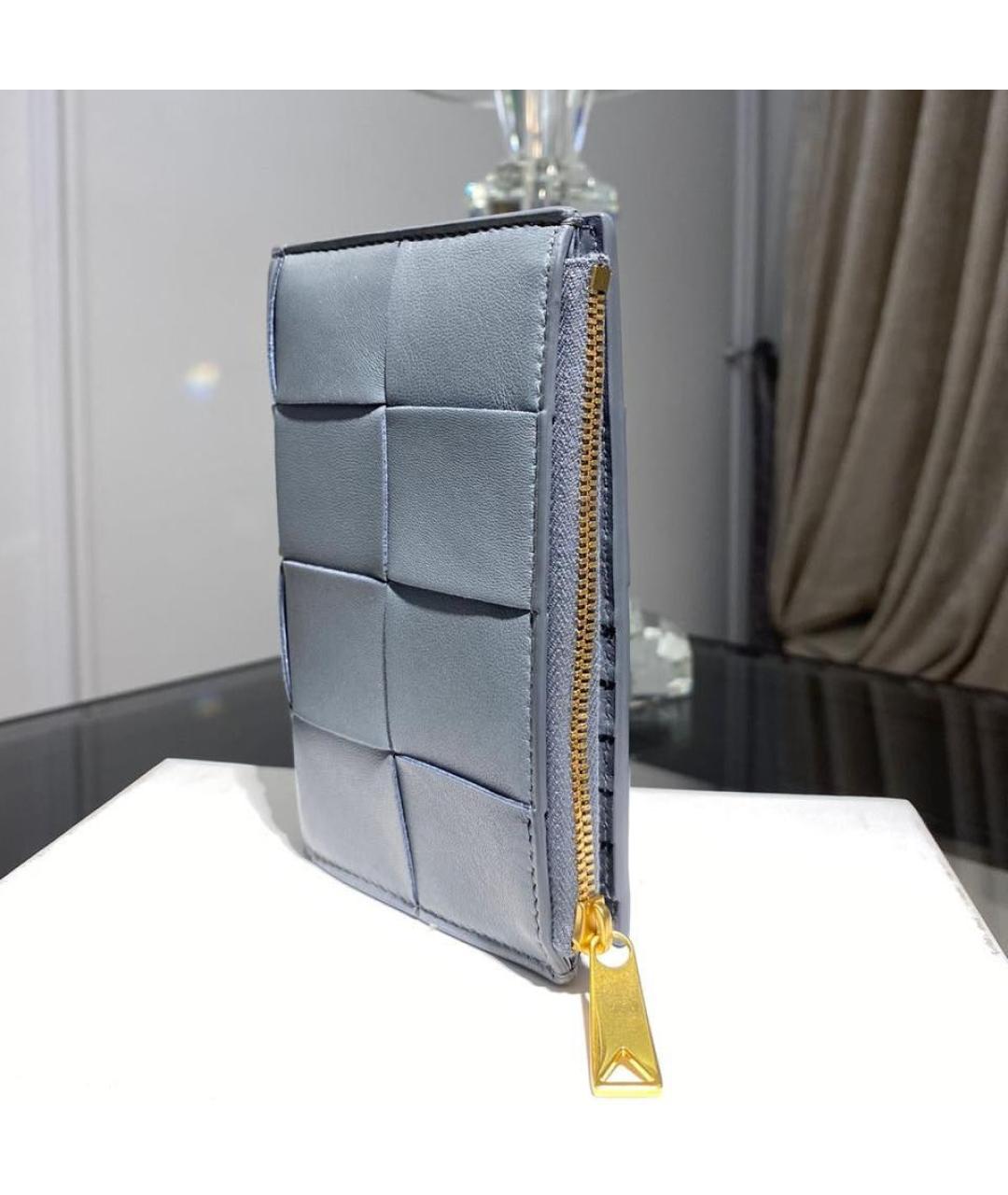 BOTTEGA VENETA Голубой кожаный кошелек, фото 2