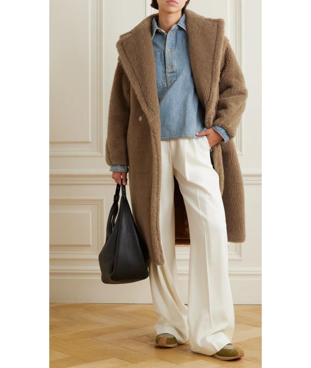 MAX MARA Бежевая шерстяная шуба, фото 9