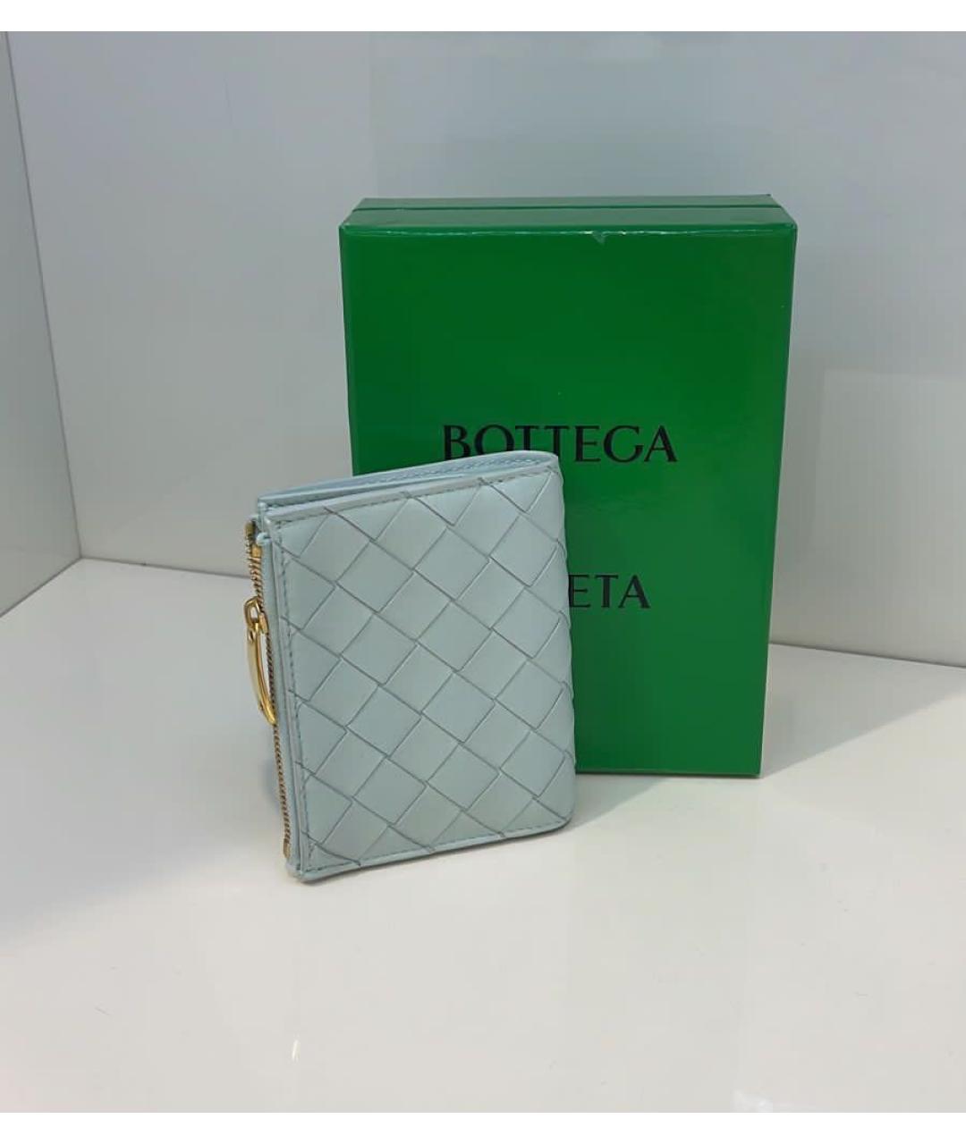 BOTTEGA VENETA Бирюзовый кожаный кошелек, фото 3