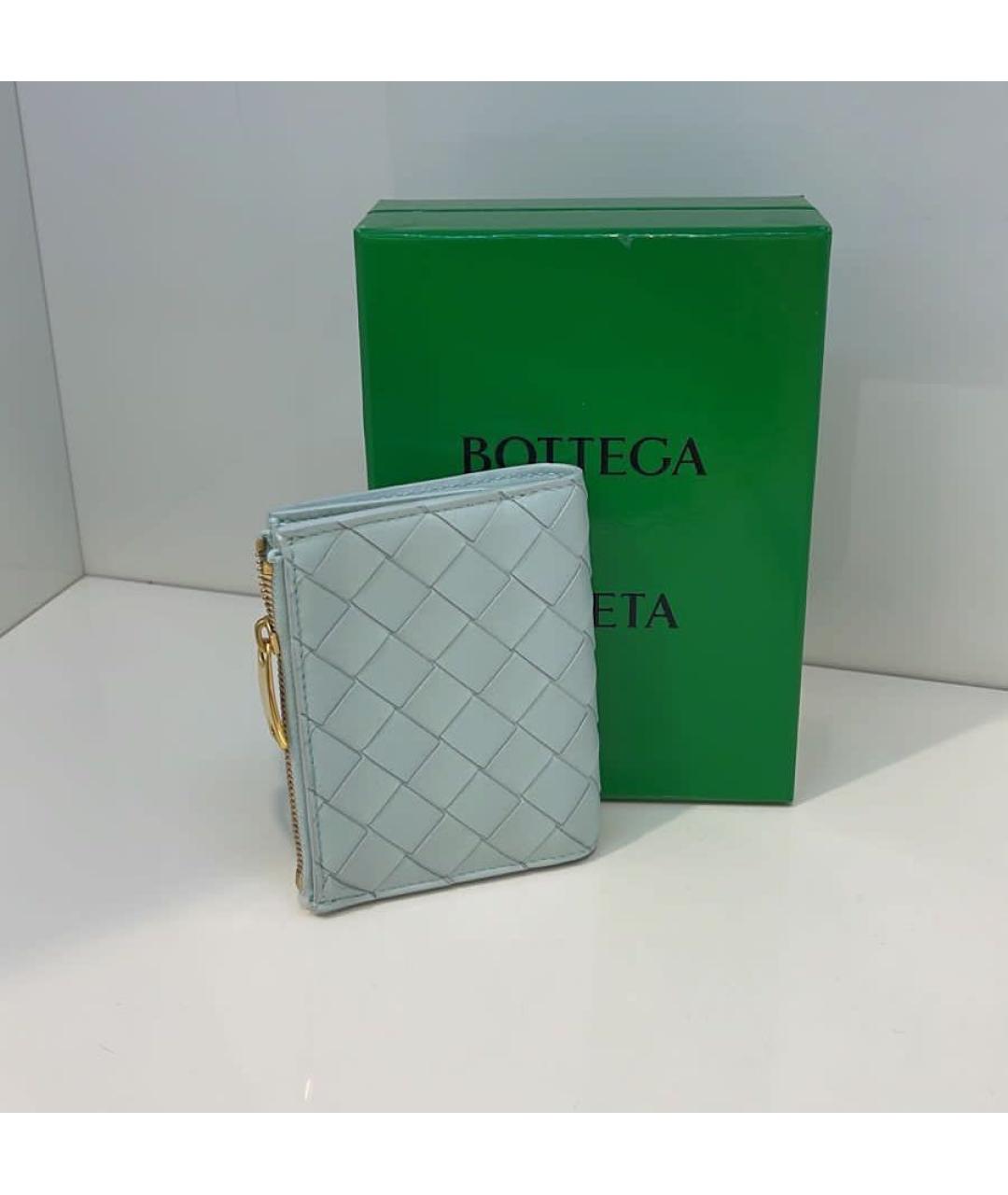 BOTTEGA VENETA Бирюзовый кожаный кошелек, фото 2