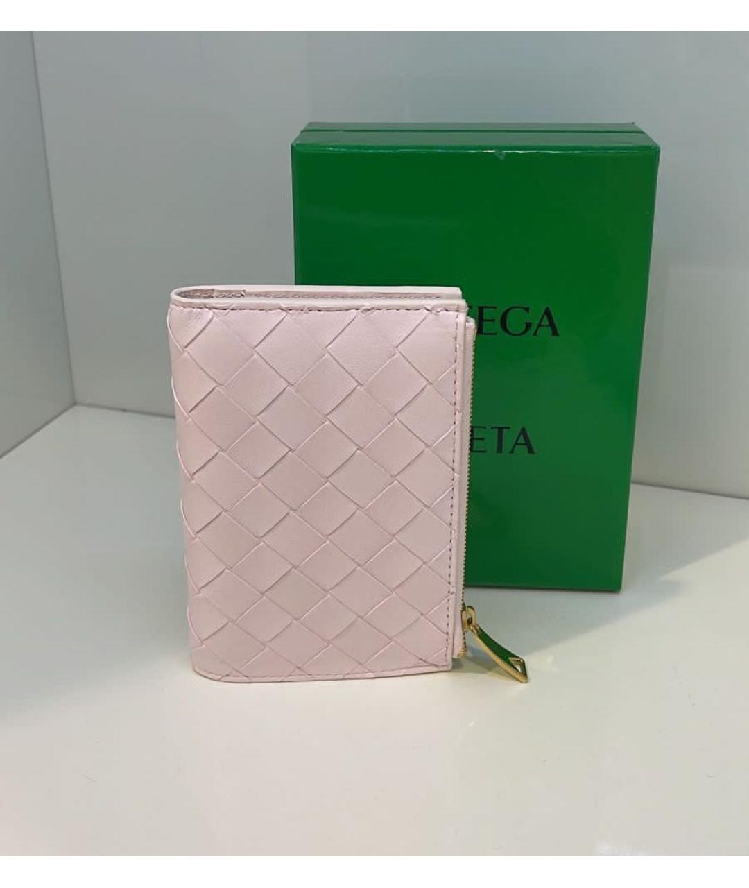 BOTTEGA VENETA Розовый кожаный кошелек, фото 2