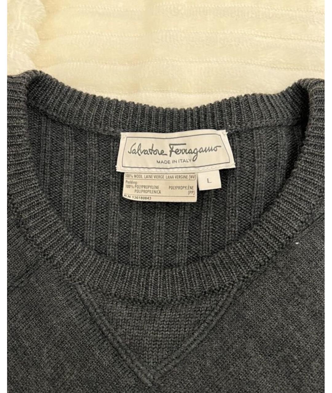 SALVATORE FERRAGAMO Антрацитовый шерстяной джемпер / свитер, фото 6