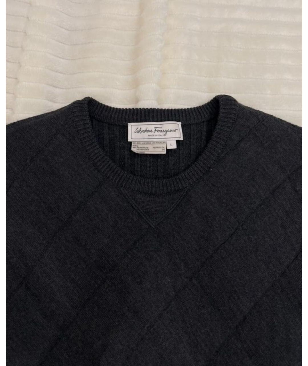 SALVATORE FERRAGAMO Антрацитовый шерстяной джемпер / свитер, фото 5