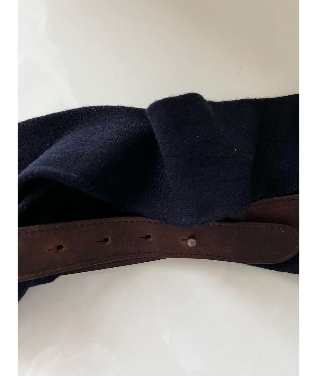 BRUNELLO CUCINELLI Темно-синий кожаный ремень, фото 5