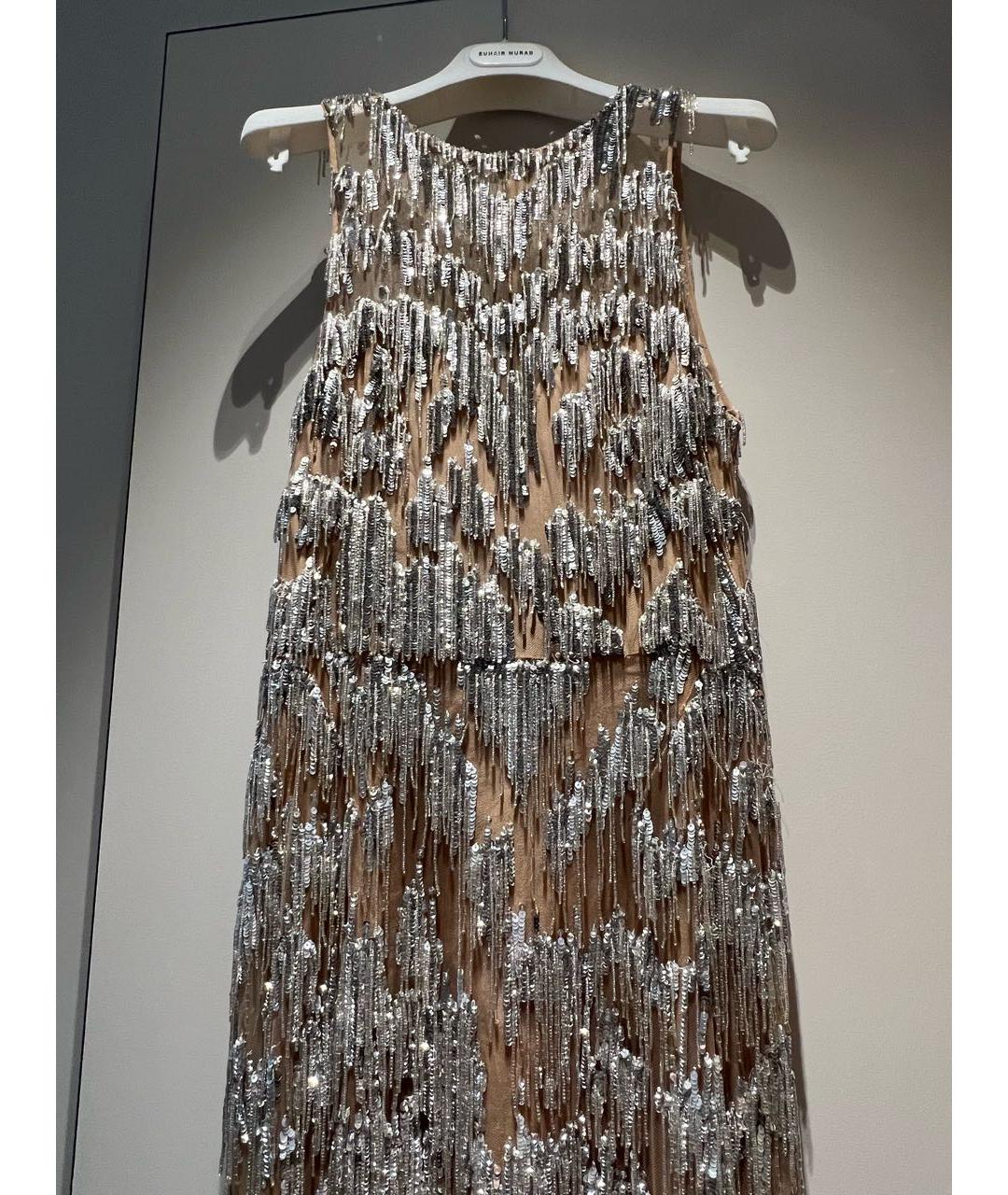 ZUHAIR MURAD Серебряное сетчатое вечернее платье, фото 2