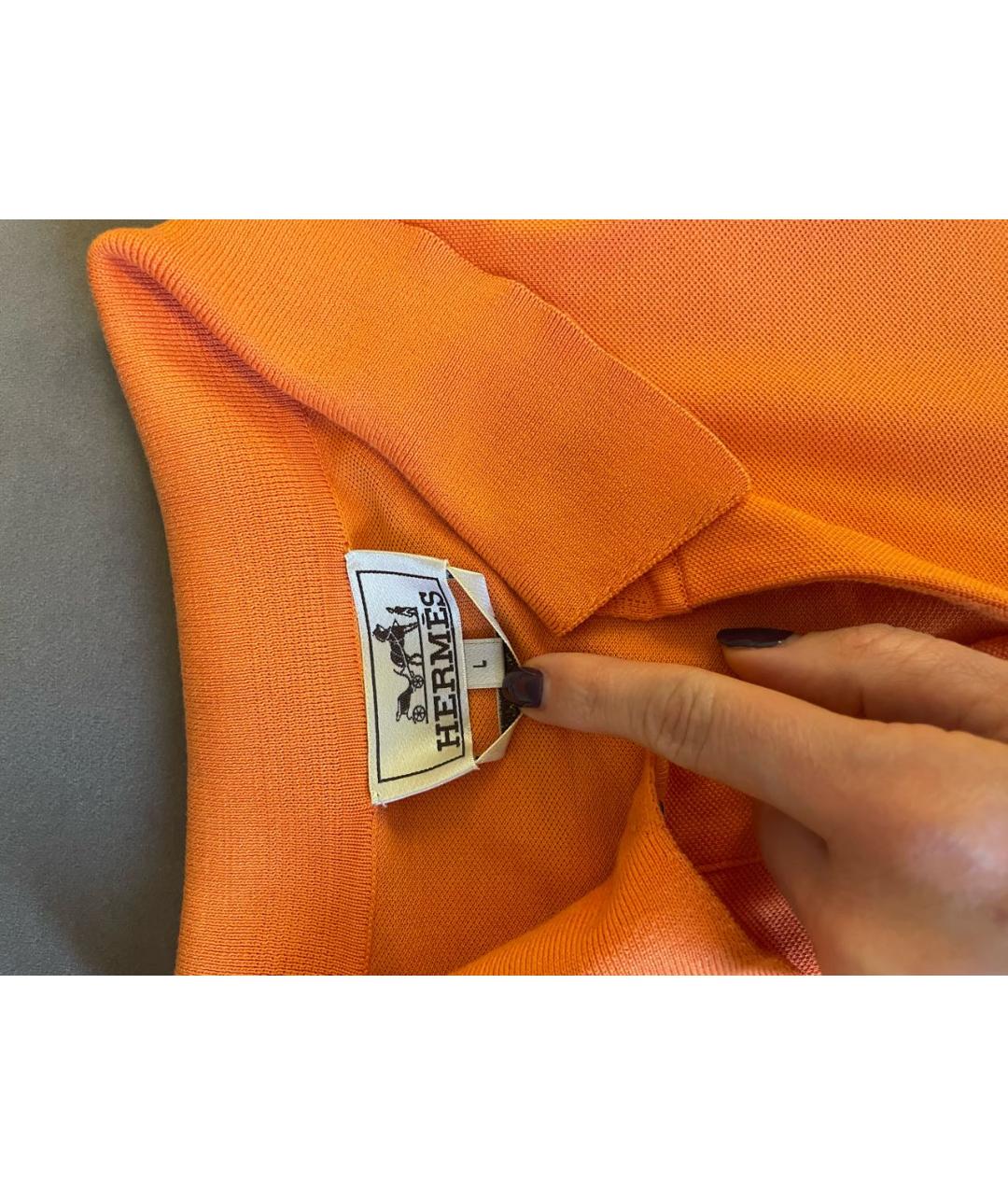 HERMES PRE-OWNED Оранжевое хлопковое поло с коротким рукавом, фото 4