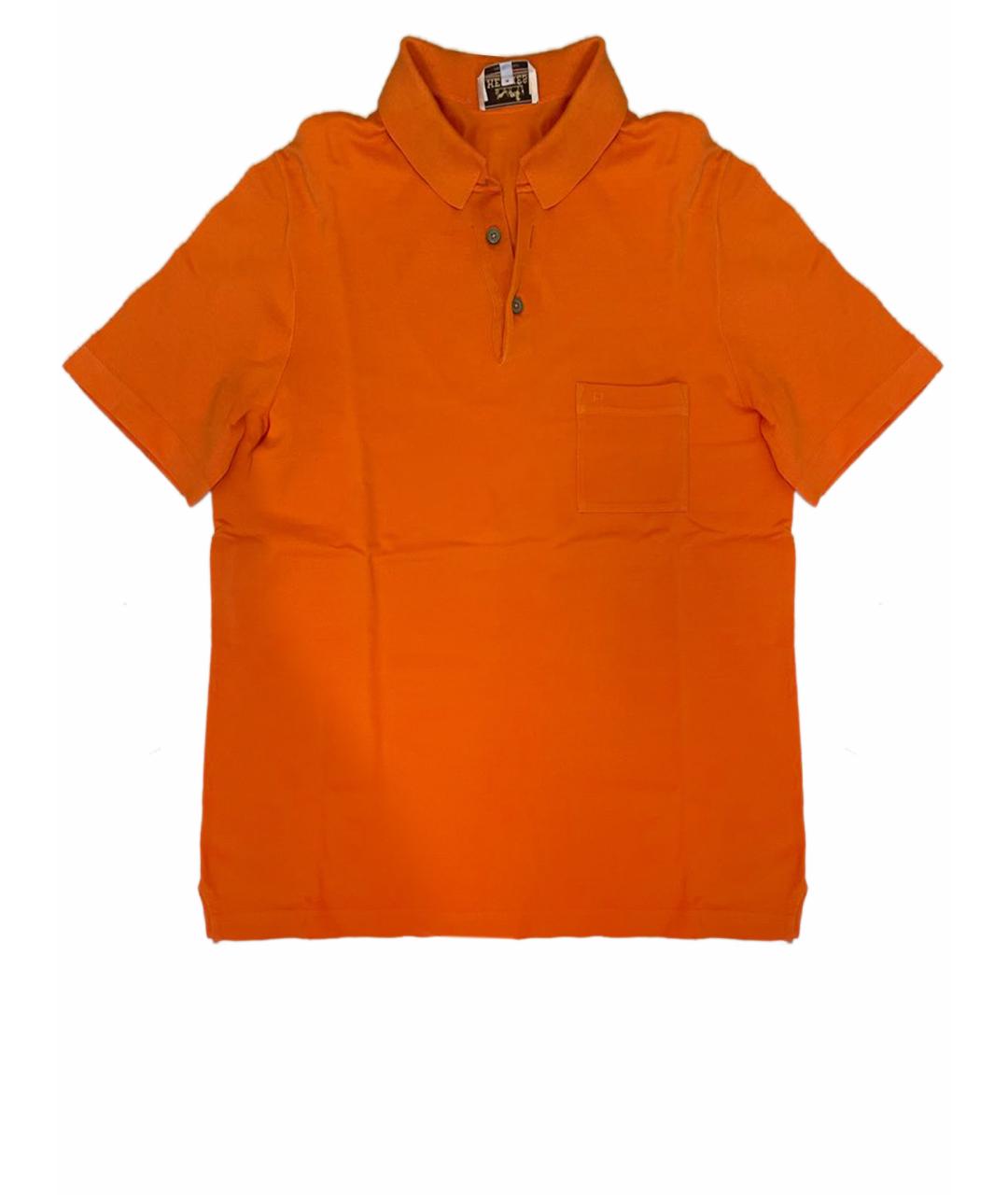HERMES PRE-OWNED Оранжевое хлопковое поло с коротким рукавом, фото 1
