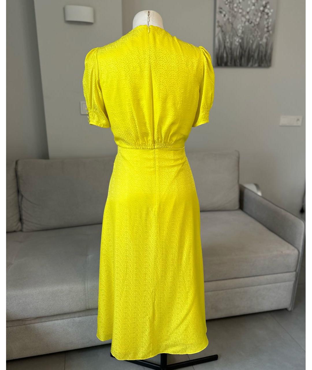 SALONI Желтое шелковое повседневное платье, фото 2