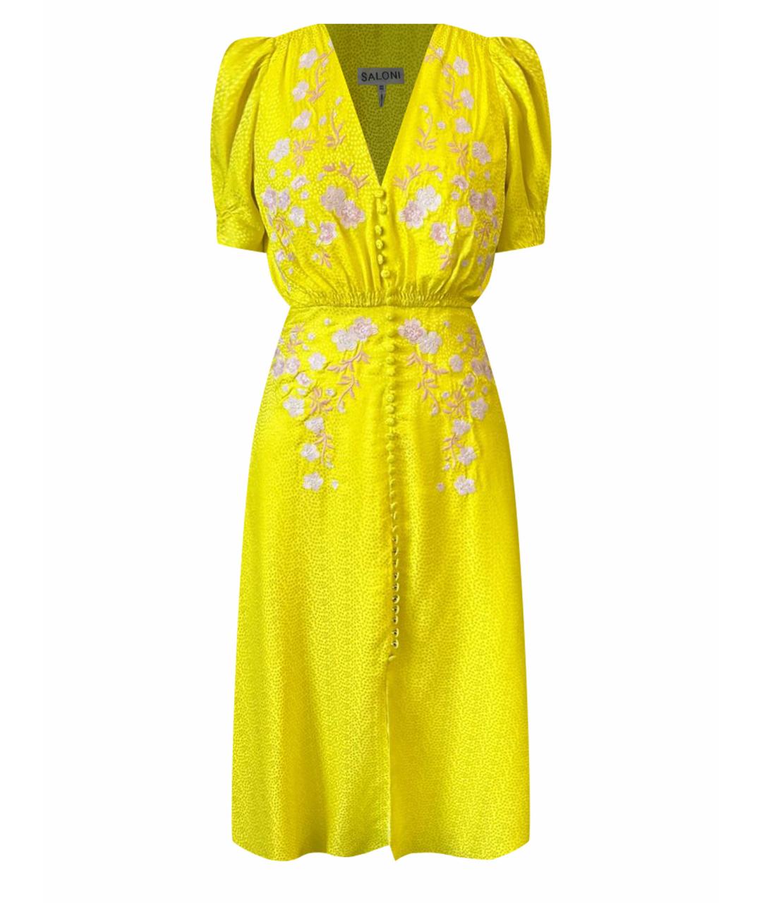 SALONI Желтое шелковое повседневное платье, фото 1