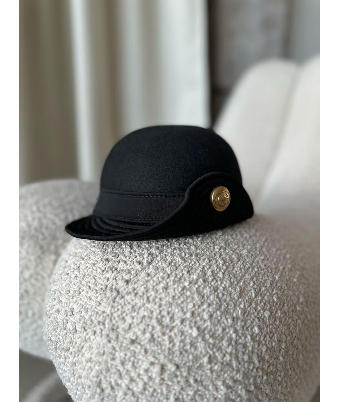 GUCCI Черная шерстяная шляпа, фото 2