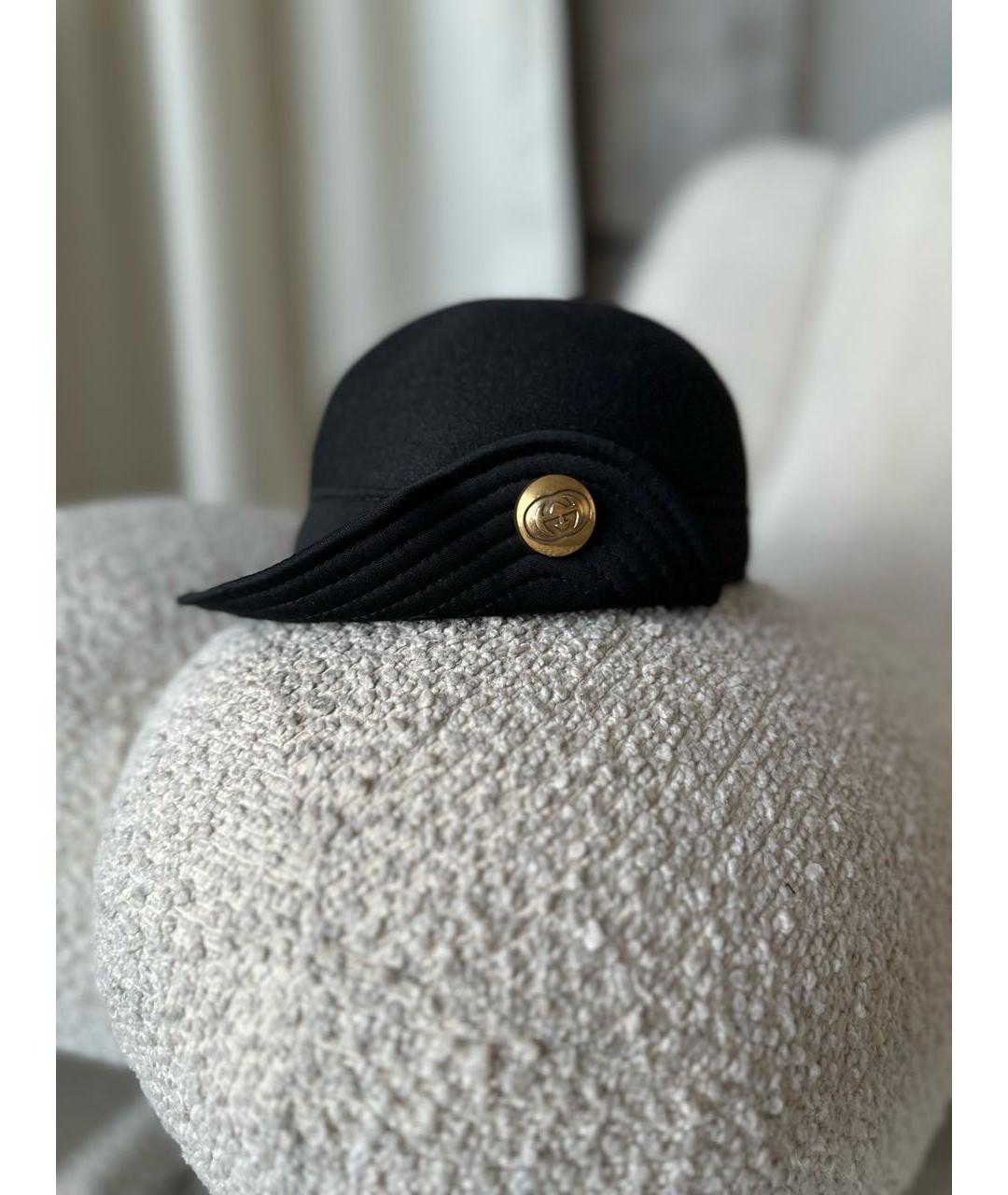 GUCCI Черная шерстяная шляпа, фото 3