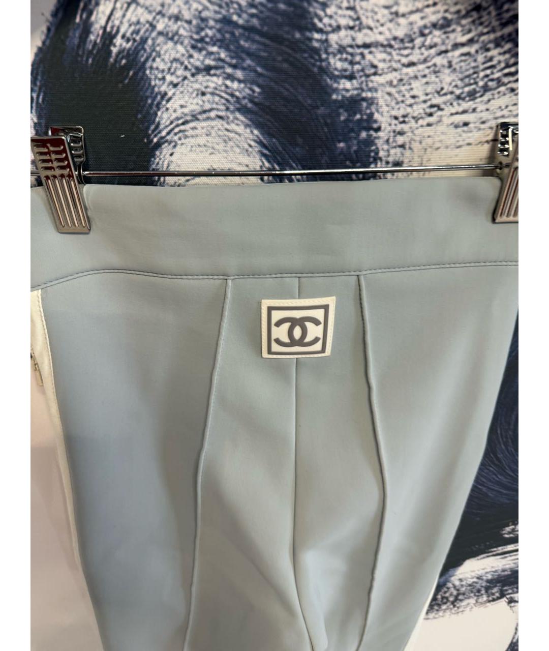 CHANEL Голубые полиэстеровые спортивные брюки и шорты, фото 4