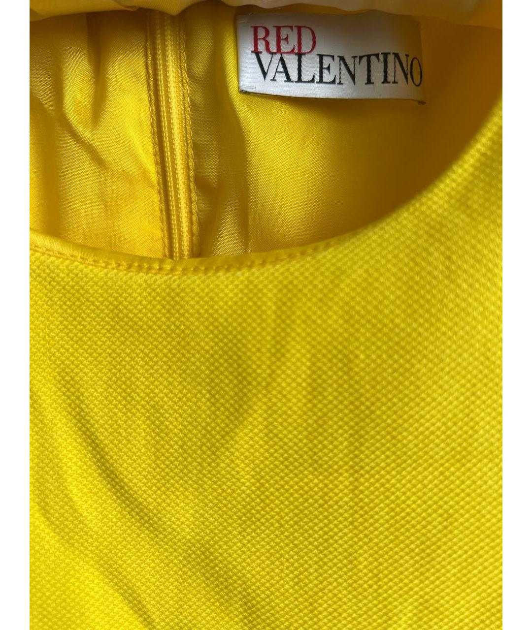RED VALENTINO Желтое хлопковое коктейльное платье, фото 3