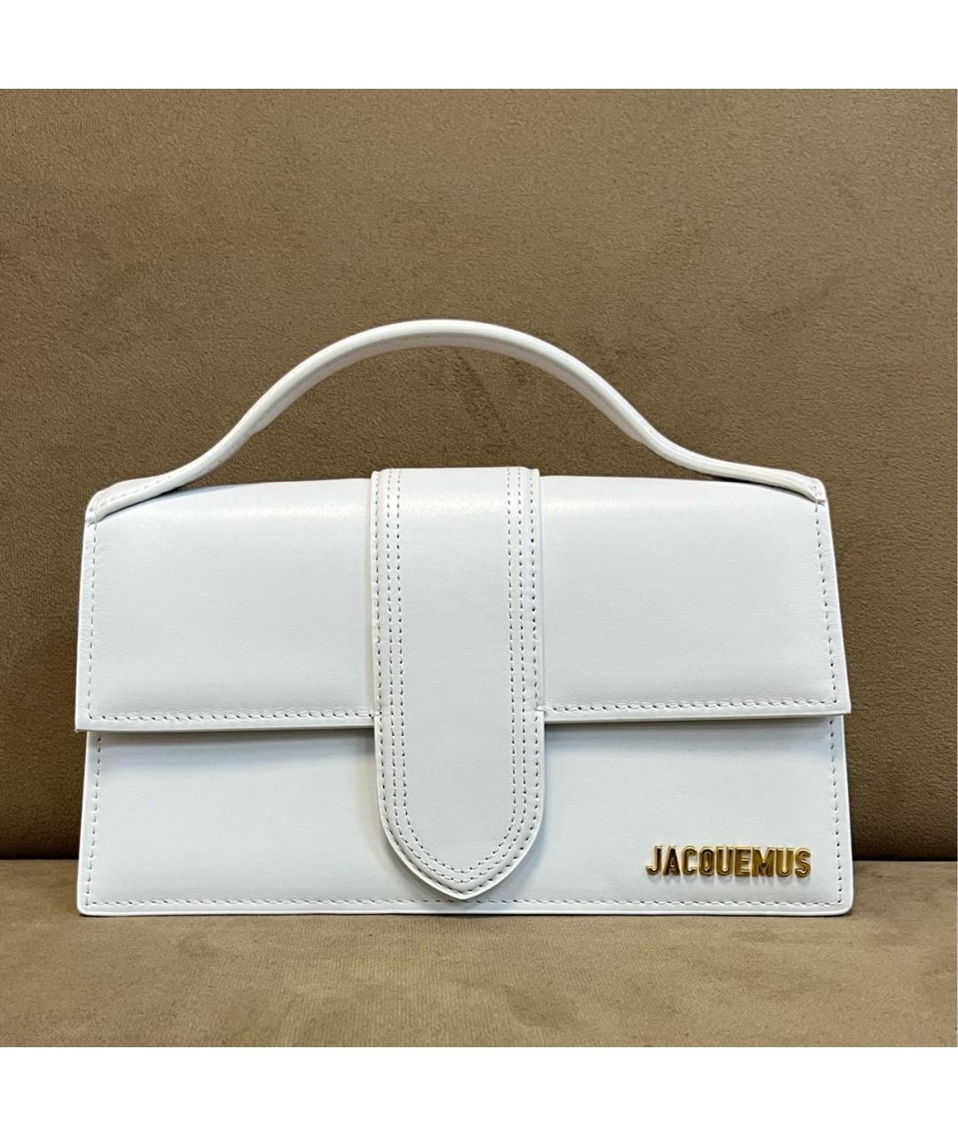 JACQUEMUS Белая кожаная сумка с короткими ручками, фото 8