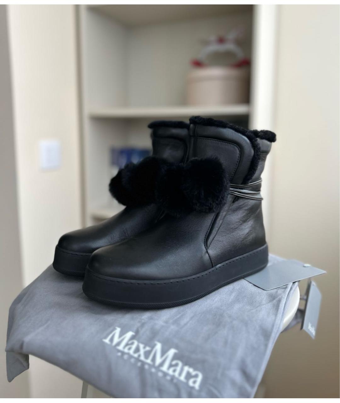 MAX MARA Черные кожаные ботинки, фото 2