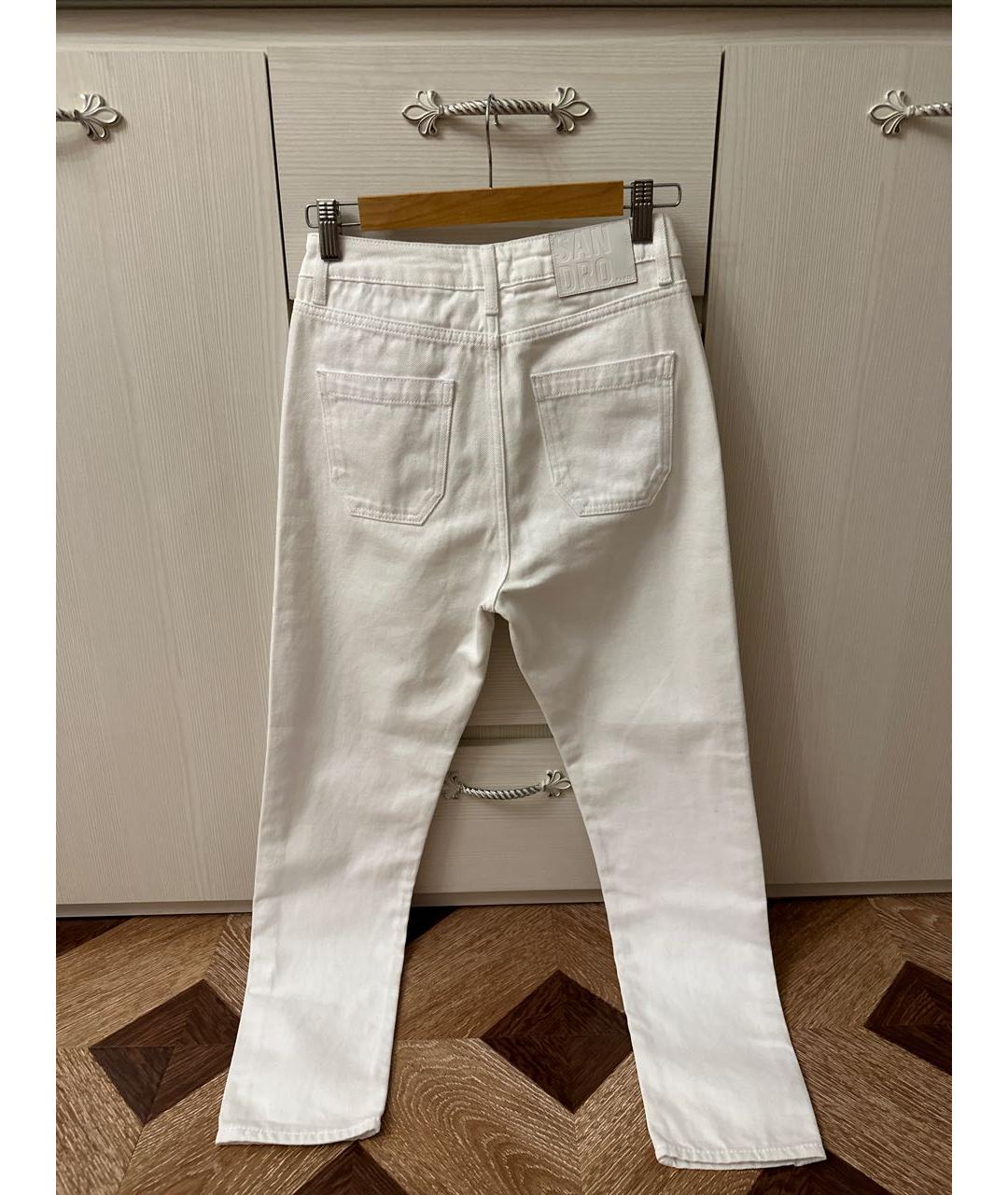 SANDRO Белые хлопковые прямые джинсы, фото 2