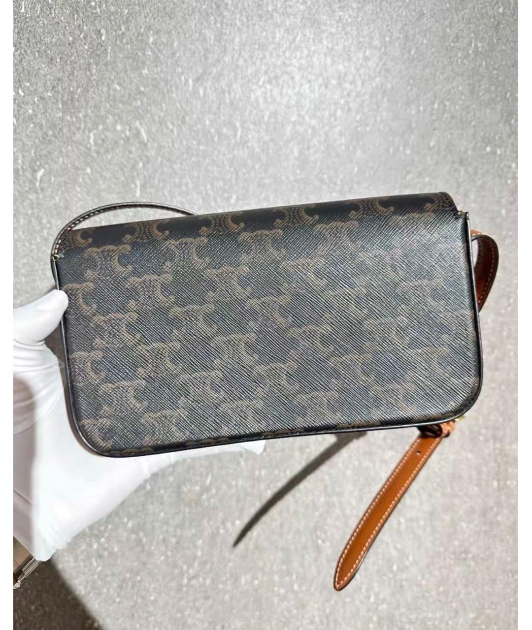 CELINE Коричневая кожаная сумка через плечо, фото 3