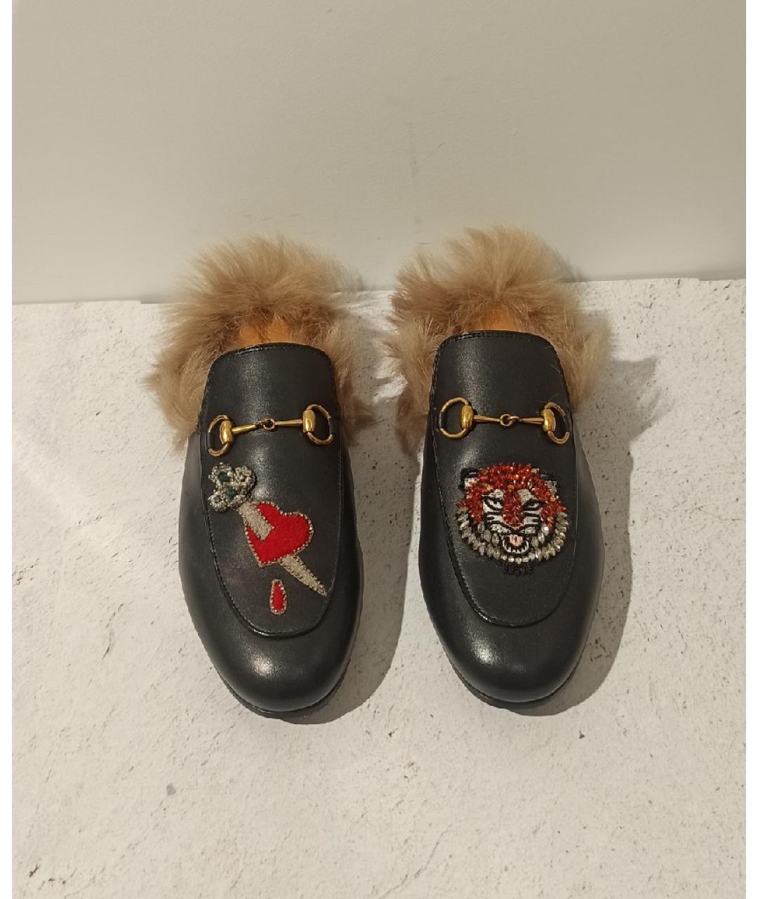 GUCCI Черные кожаные мюли, фото 2