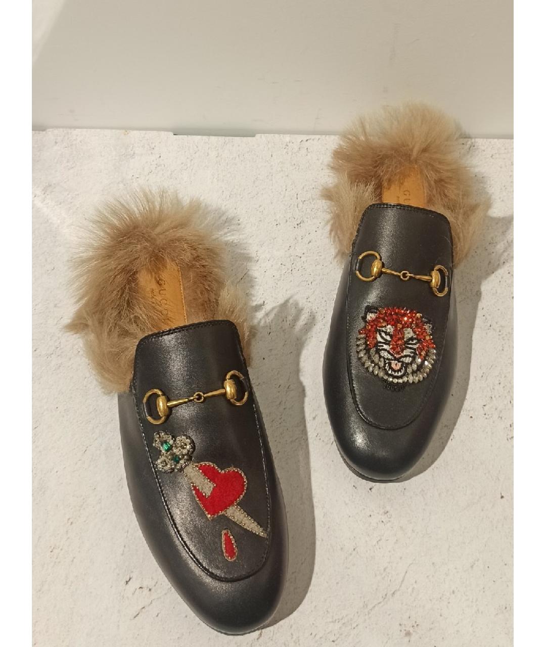 GUCCI Черные кожаные мюли, фото 4