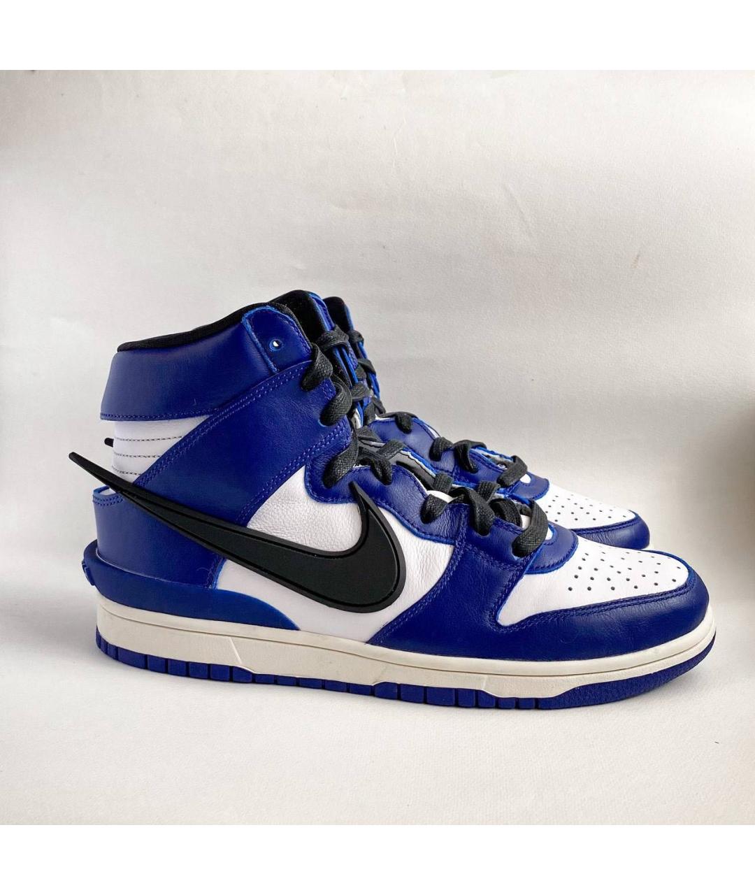 NIKE Темно-синие кожаные высокие кроссовки / кеды, фото 2