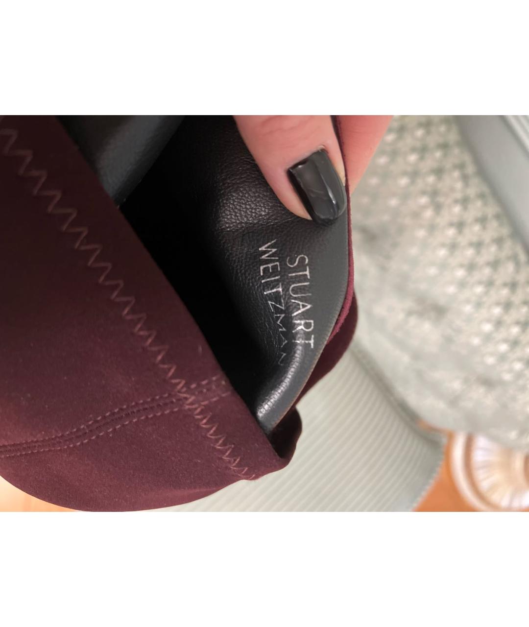 STUART WEITZMAN Бордовые замшевые ботинки, фото 7