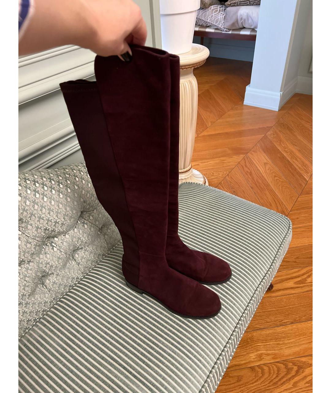 STUART WEITZMAN Бордовые замшевые ботинки, фото 3