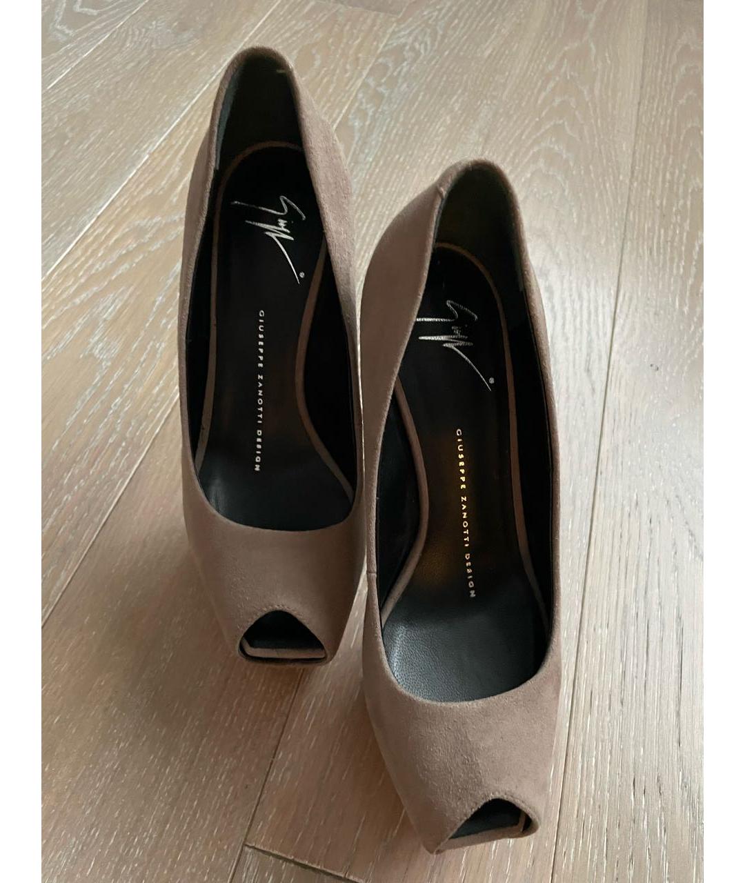 GIUSEPPE ZANOTTI DESIGN Бежевые замшевые босоножки, фото 3