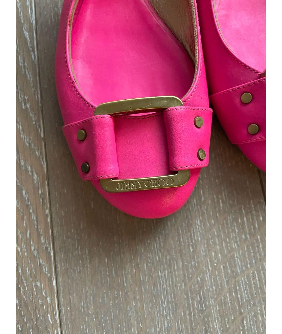JIMMY CHOO Фуксия кожаные босоножки, фото 3