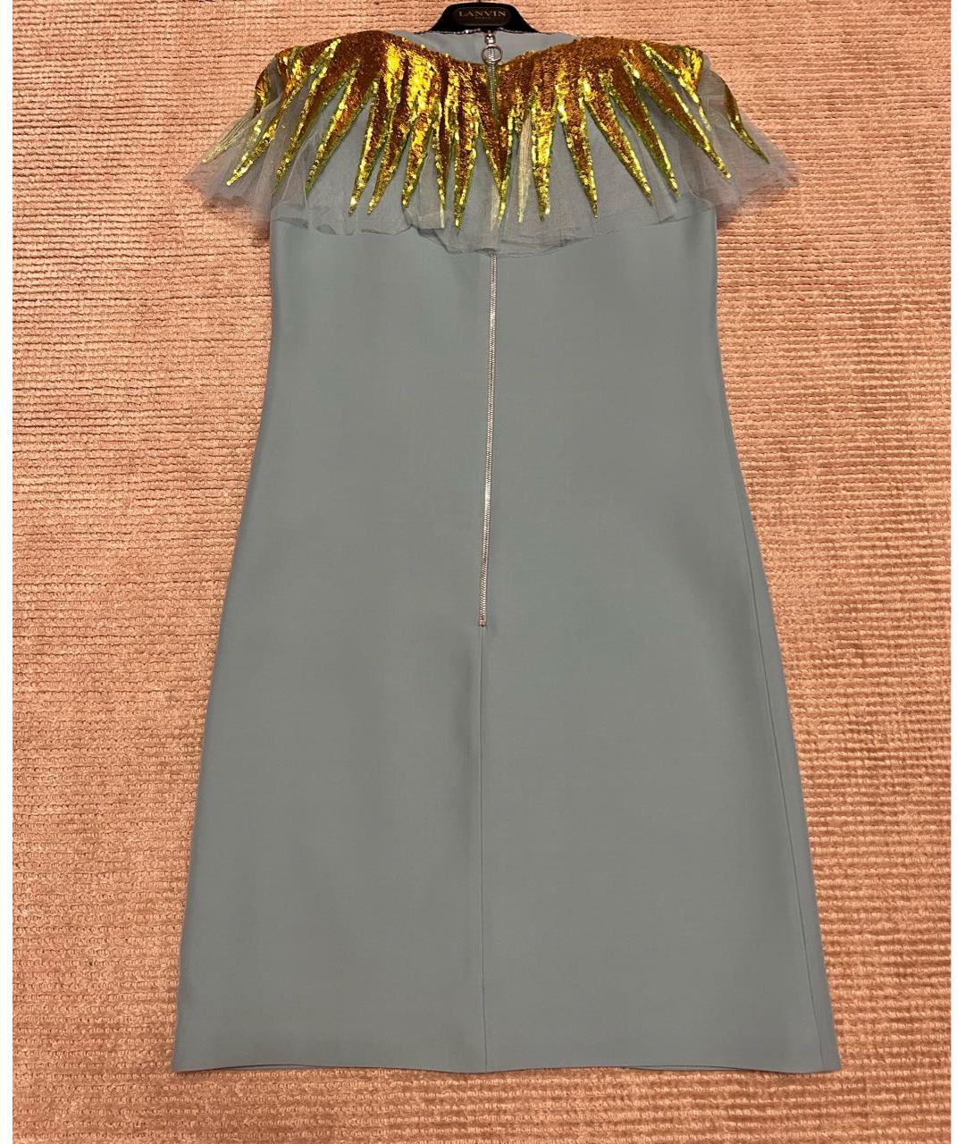 GUCCI Голубое шерстяное коктейльное платье, фото 2