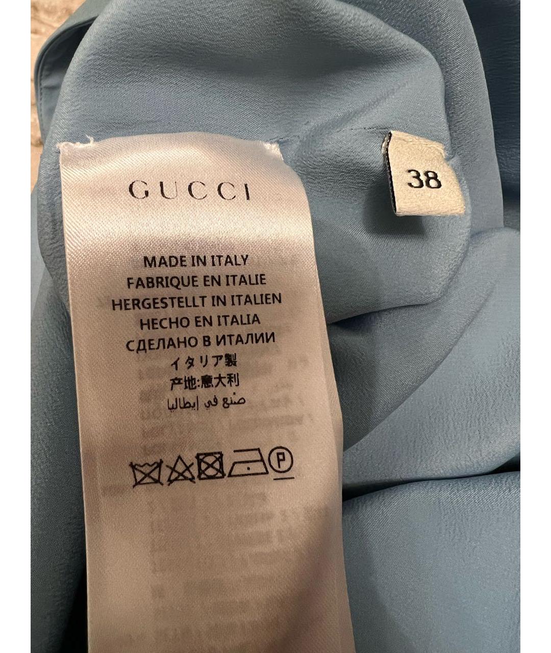 GUCCI Голубое шерстяное коктейльное платье, фото 4