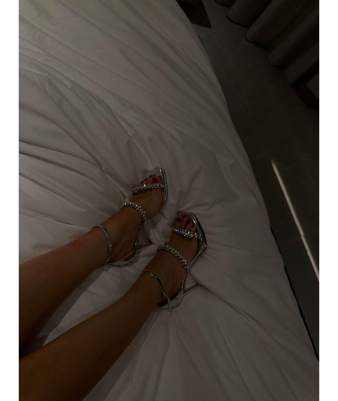 JIMMY CHOO Серебряные кожаные босоножки, фото 4