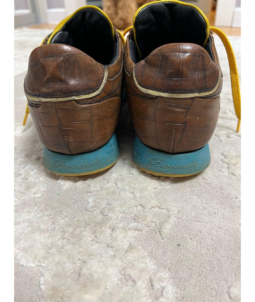 BARRACUDA Коричневые кожаные низкие кроссовки / кеды, фото 4
