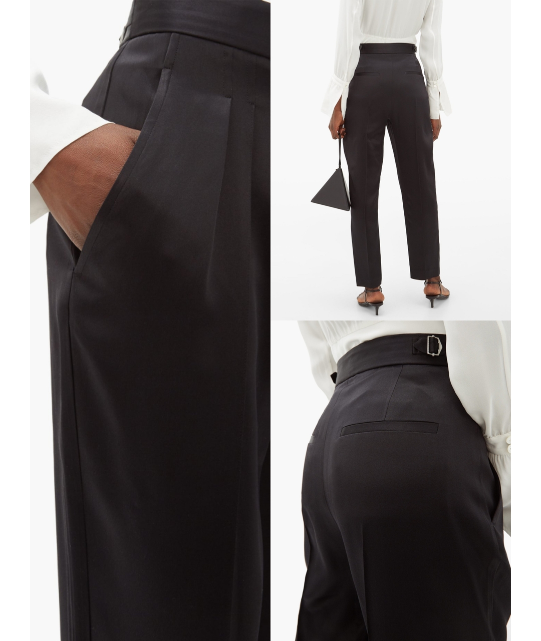 NILI LOTAN Черные шелковые прямые брюки, фото 7