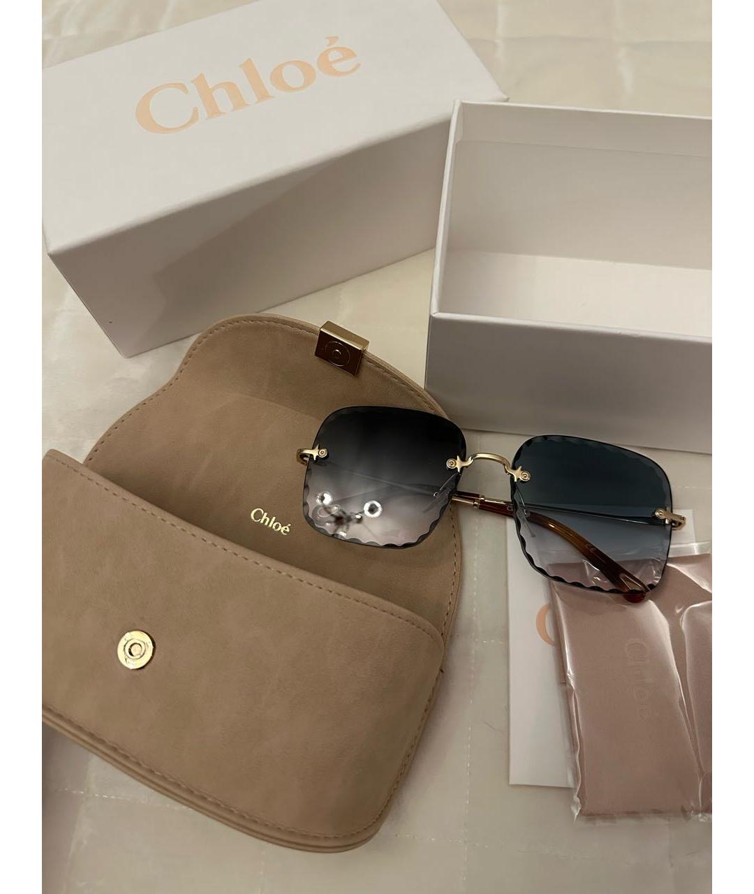 CHLOE Золотые металлические солнцезащитные очки, фото 5