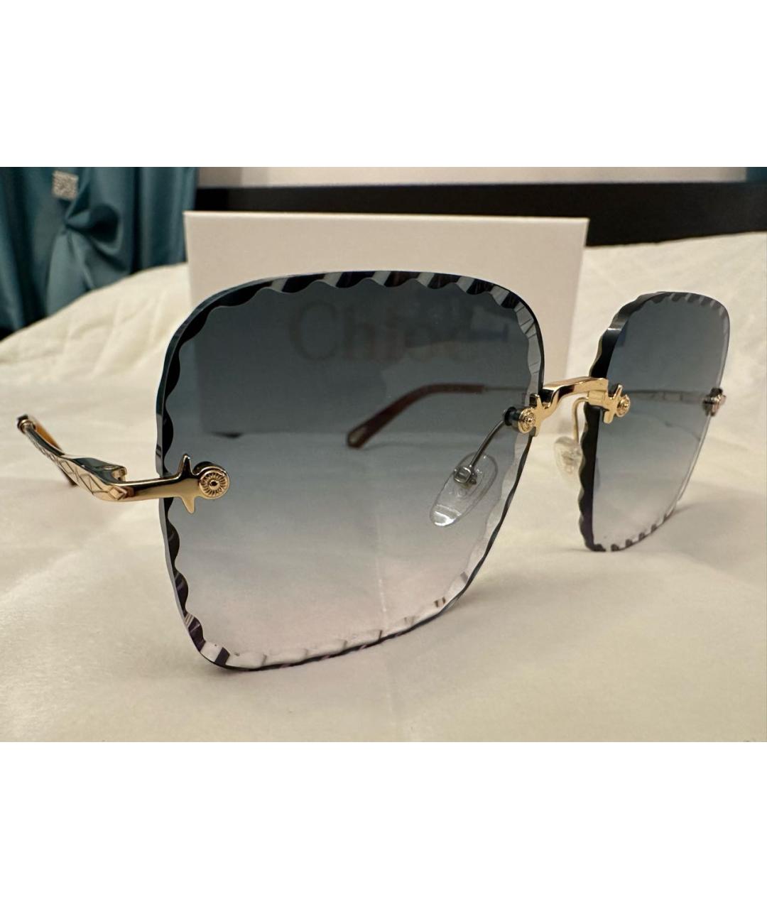 CHLOE Золотые металлические солнцезащитные очки, фото 2