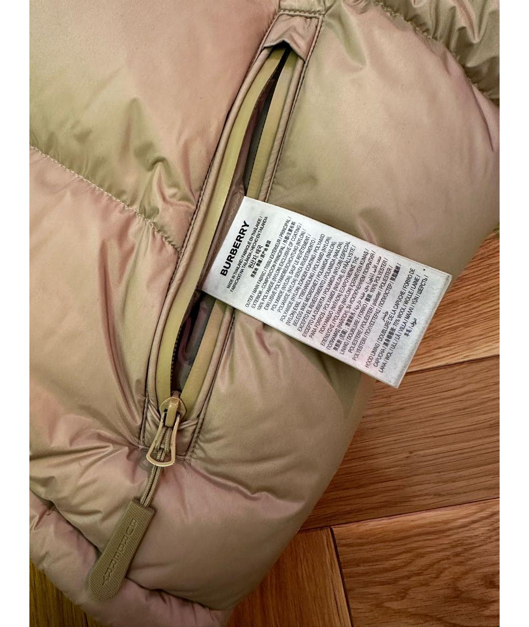 BURBERRY Бежевый полиамидовый пуховик, фото 5