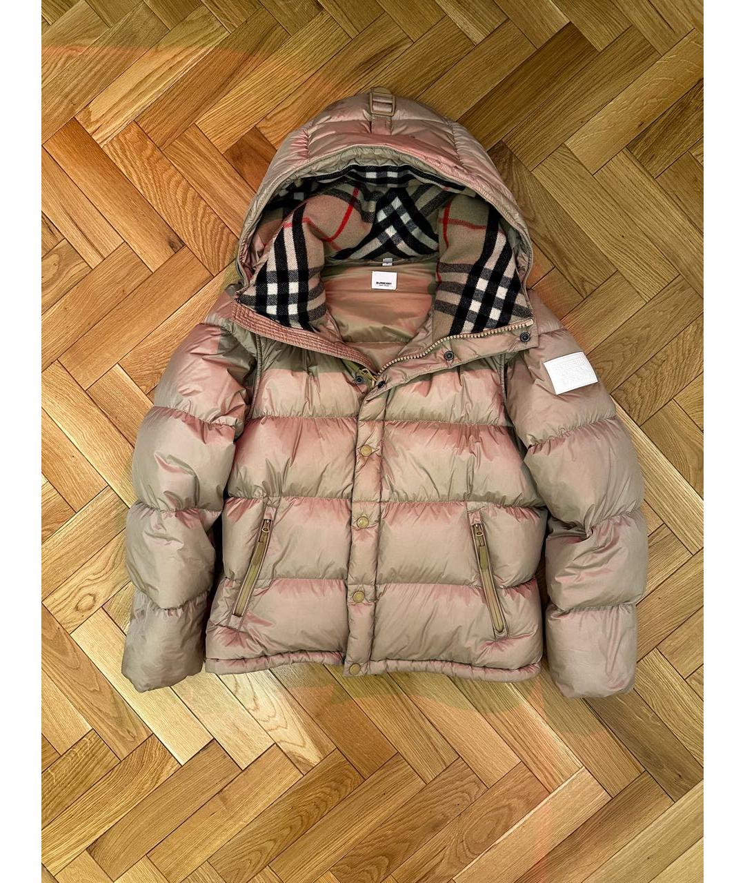 BURBERRY Бежевый полиамидовый пуховик, фото 4