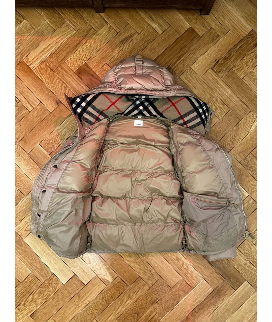 BURBERRY Бежевый полиамидовый пуховик, фото 6