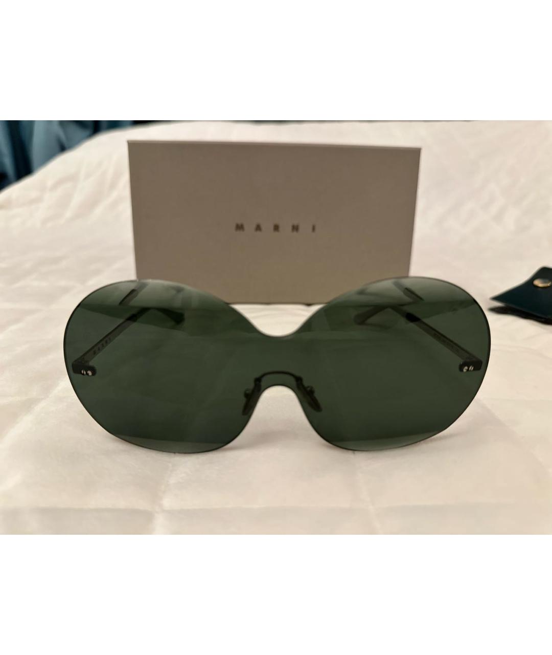 MARNI Зеленые металлические солнцезащитные очки, фото 2