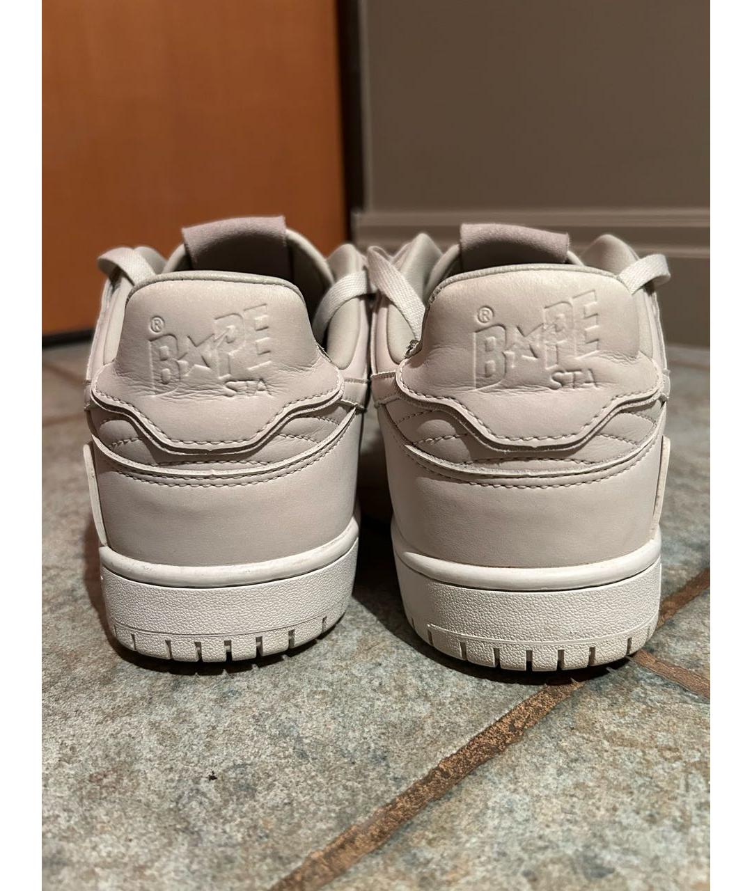 A BATHING APE Бежевые кожаные низкие кроссовки / кеды, фото 4