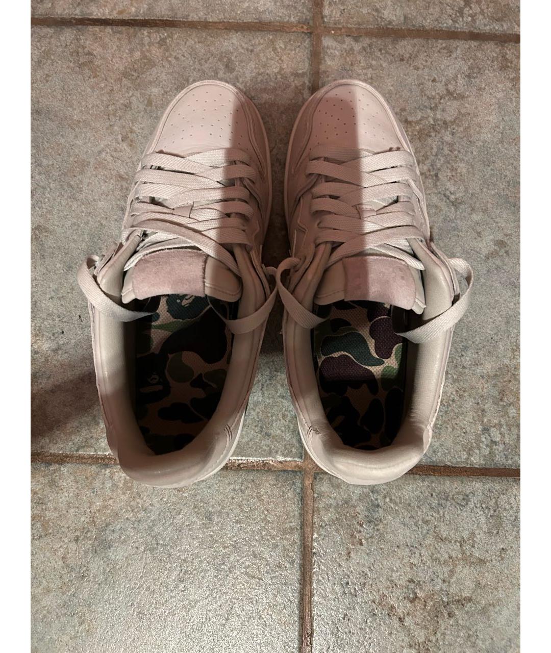 A BATHING APE Бежевые кожаные низкие кроссовки / кеды, фото 3