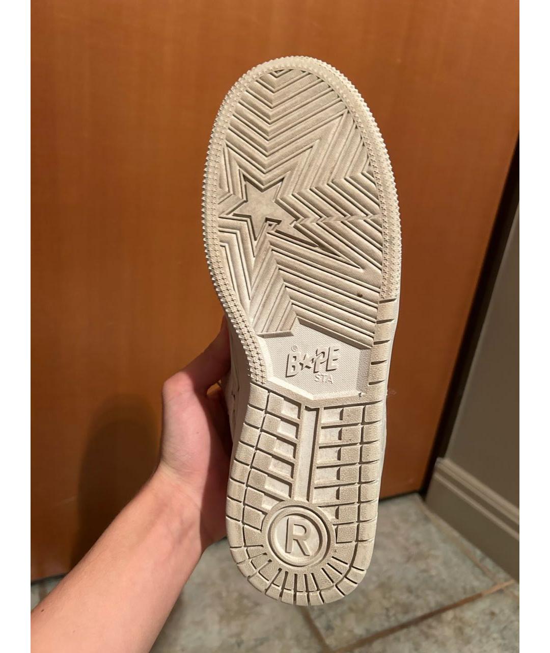 A BATHING APE Бежевые кожаные низкие кроссовки / кеды, фото 5