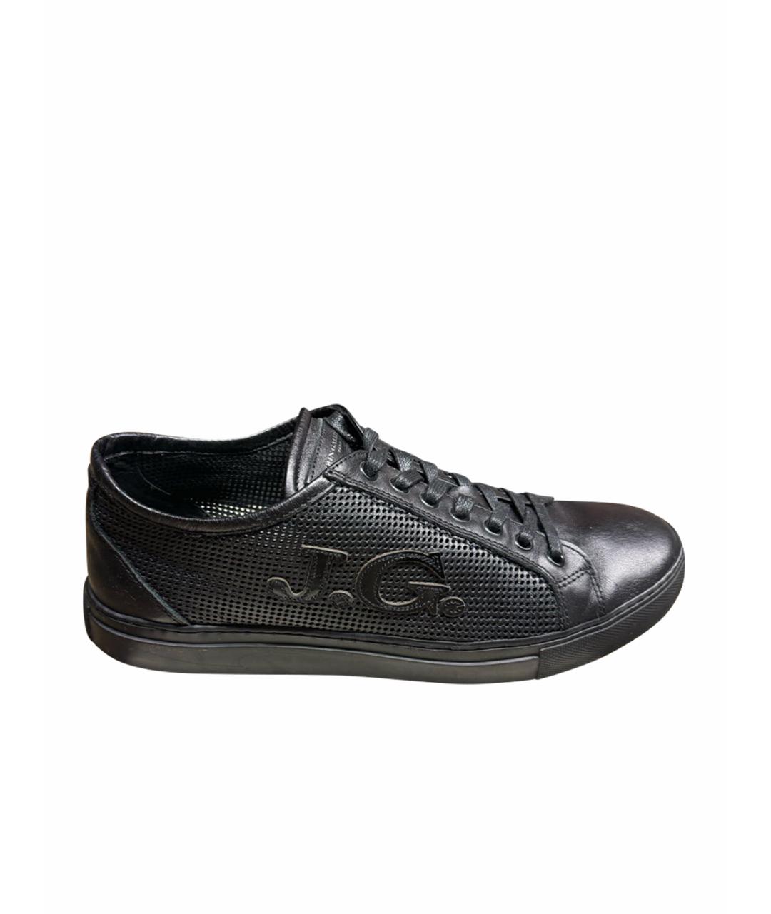 JOHN GALLIANO Черные кожаные низкие кроссовки / кеды, фото 1
