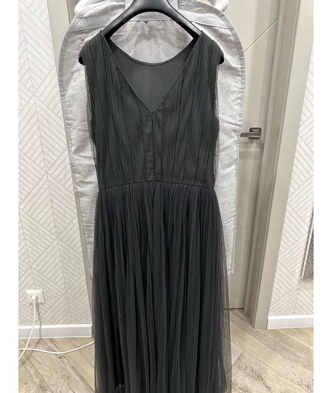 BRUNELLO CUCINELLI Черное шелковое вечернее платье, фото 2