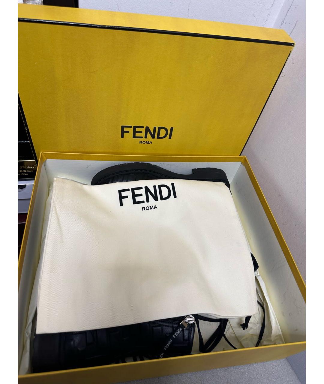 FENDI Черные кожаные ботинки, фото 5