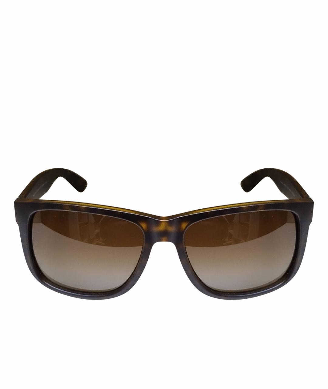 RAY BAN Коричневые пластиковые солнцезащитные очки, фото 1