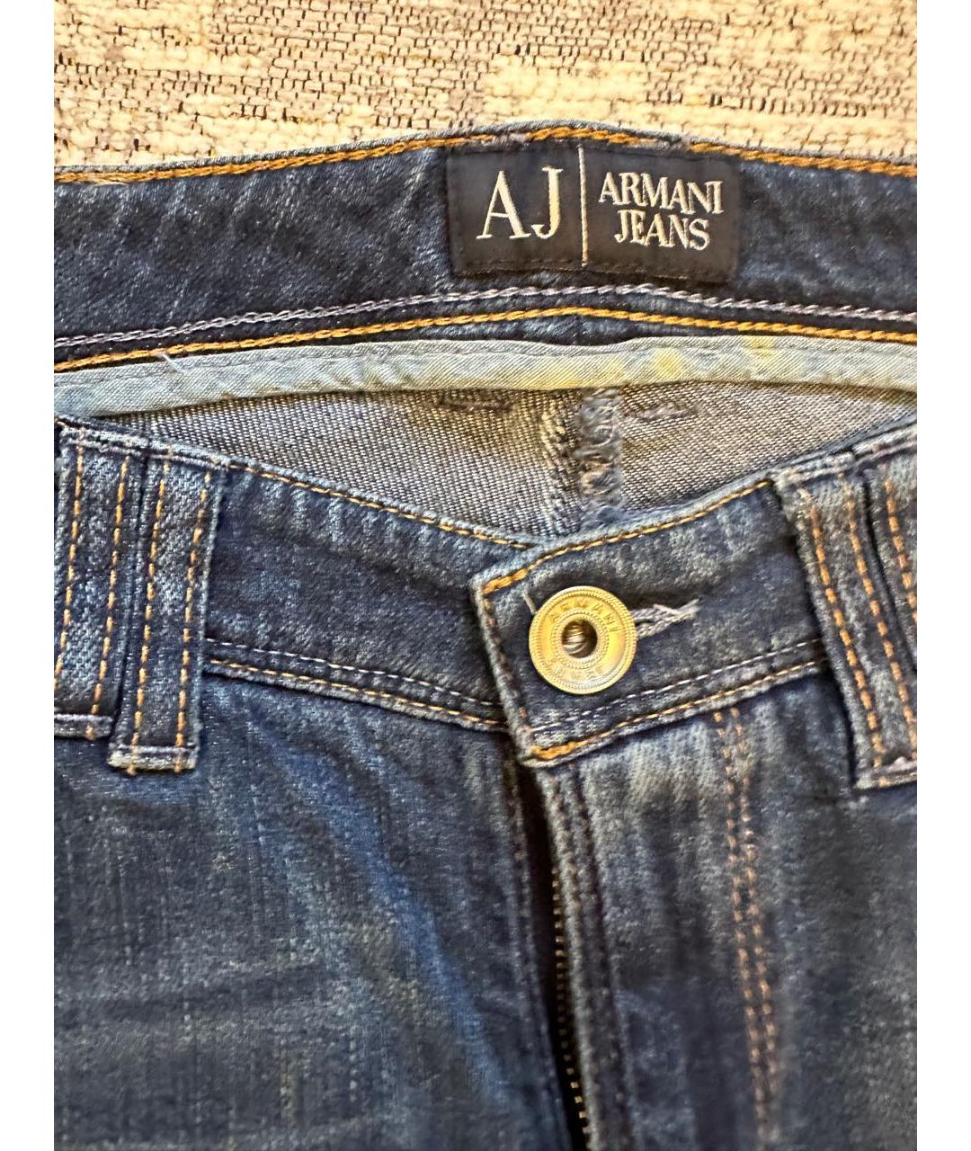ARMANI JEANS Синие хлопковые джинсы слим, фото 3