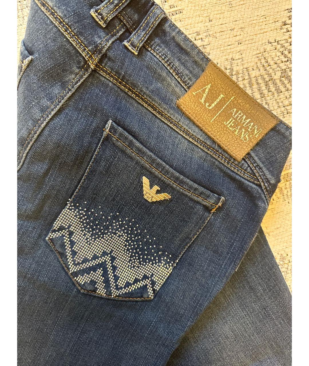 ARMANI JEANS Синие хлопковые джинсы слим, фото 4