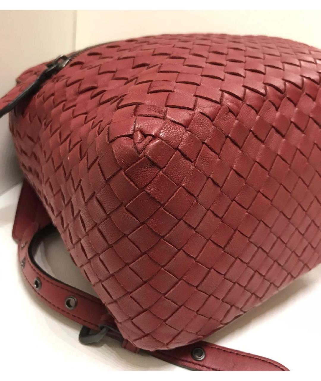 BOTTEGA VENETA Бордовый кожаный рюкзак, фото 9