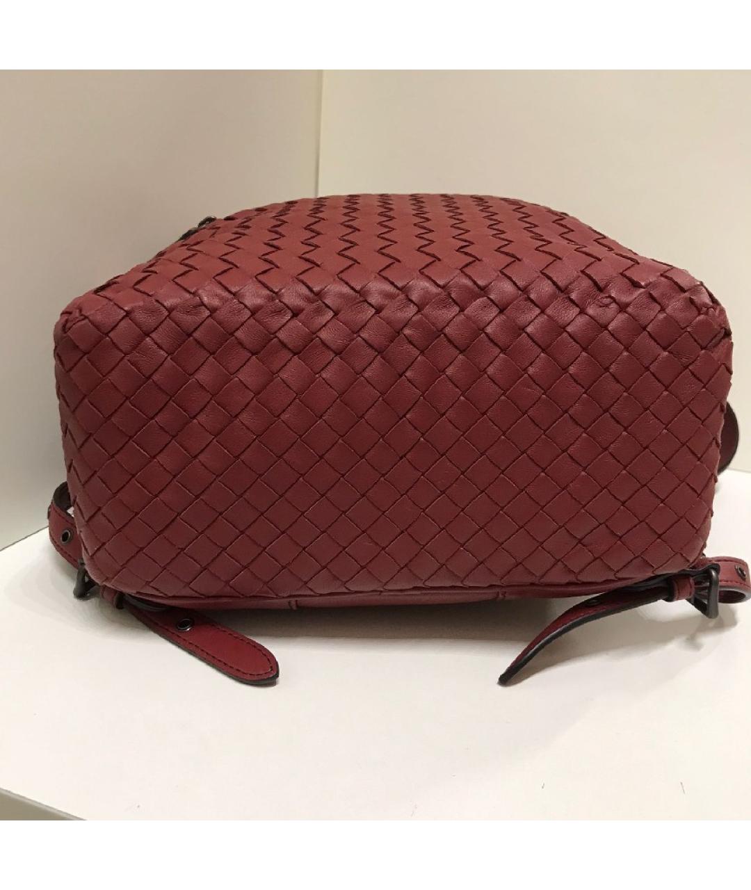 BOTTEGA VENETA Бордовый кожаный рюкзак, фото 4